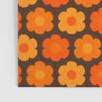Such Cute Flowers Retro Floral Pattern in 70s Orange and Brown  Poster Gallery Image 3