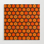 Such Cute Flowers Retro Floral Pattern in 70s Orange and Brown  Wood Wall Art Gallery Image 1