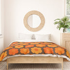 Such Cute Flowers Retro Floral Pattern in 70s Orange and Brown  Duvet Cover Gallery Image 3