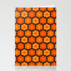 Such Cute Flowers Retro Floral Pattern in 70s Orange and Brown  Stationery Card Gallery Image 2