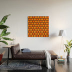 Such Cute Flowers Retro Floral Pattern in 70s Orange and Brown  Wood Wall Art Gallery Image 2