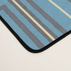 Eclectic Geometric Minimalist Geo Box Striped Pattern in Bold Blue Brown Cream Desk Mat Gallery Image 4