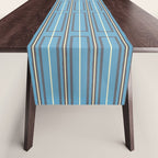 Eclectic Geometric Minimalist Geo Box Striped Pattern in Bold Blue Brown Cream Table Runner Gallery Image 1
