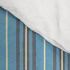 Eclectic Geometric Minimalist Geo Box Striped Pattern in Bold Blue Brown Cream Comforter Gallery Image 4