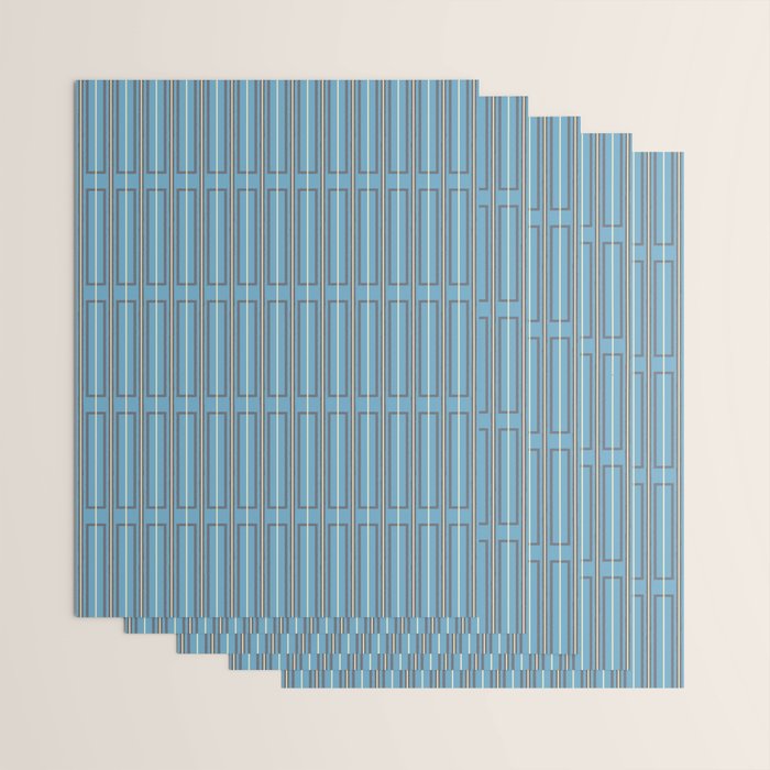 Eclectic Geometric Minimalist Geo Box Striped Pattern in Bold Blue Brown Cream Wrapping Paper Gallery Image 3
