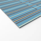 Eclectic Geometric Minimalist Geo Box Striped Pattern in Bold Blue Brown Cream Welcome Mat Gallery Image 2