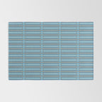 Eclectic Geometric Minimalist Geo Box Striped Pattern in Bold Blue Brown Cream Rug Gallery Image 2