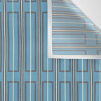 Eclectic Geometric Minimalist Geo Box Striped Pattern in Bold Blue Brown Cream Wall Tapestry Gallery Image 3