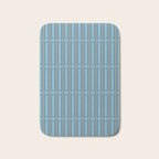 Eclectic Geometric Minimalist Geo Box Striped Pattern in Bold Blue Brown Cream Bath Mat Gallery Image 1