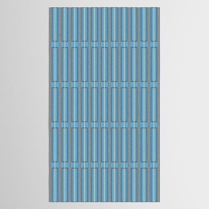 Eclectic Geometric Minimalist Geo Box Striped Pattern in Bold Blue Brown Cream Tablecloth Gallery Image 2