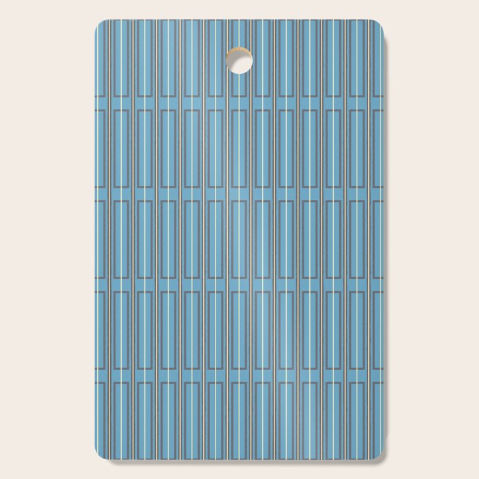 Eclectic Geometric Minimalist Geo Box Striped Pattern in Bold Blue Brown Cream Cutting Board Gallery Image 1