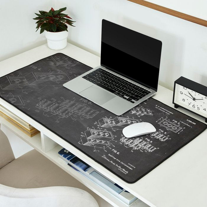 Legos Patent - Legos Brick Art - Black Chalkboard Desk Mat Gallery Image 2