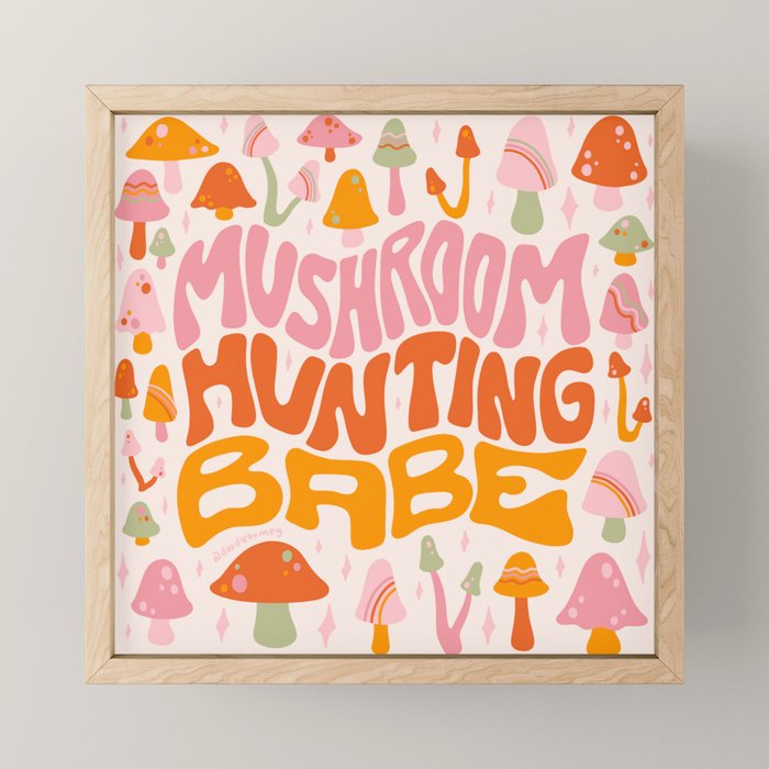 Mushroom Hunting Babe Mini Art Print Gallery Image 1