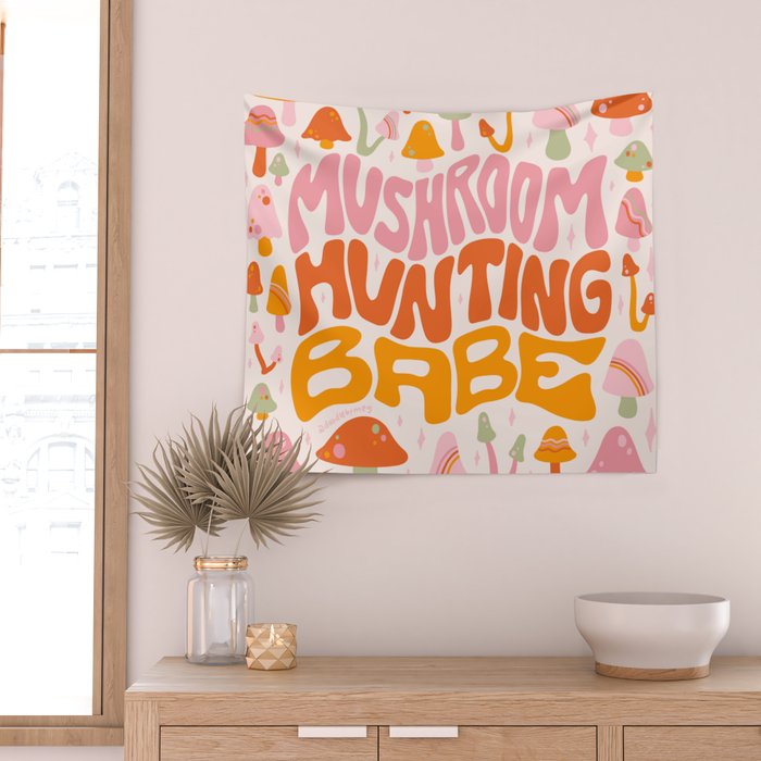 Mushroom Hunting Babe Wall Tapestry Gallery Image 2
