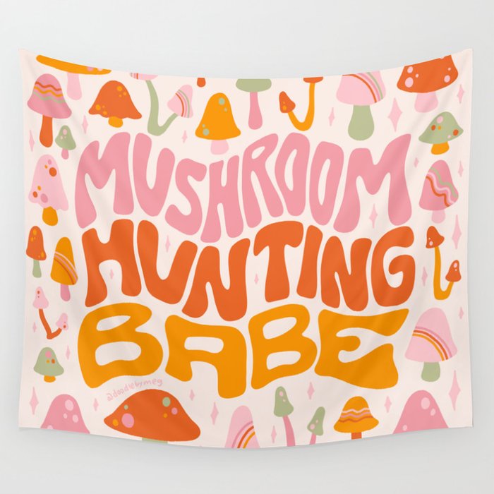 Mushroom Hunting Babe Wall Tapestry Gallery Image 1