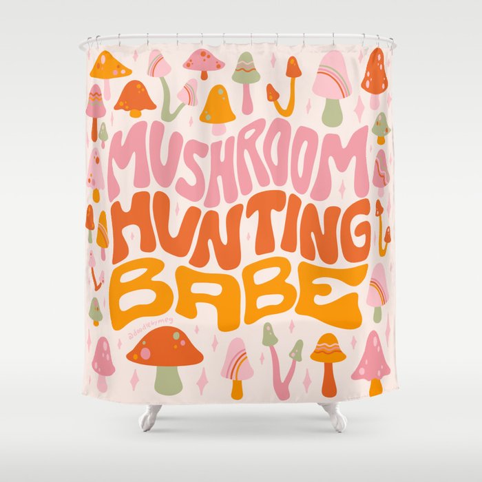 Mushroom Hunting Babe Shower Curtain Gallery Image 1