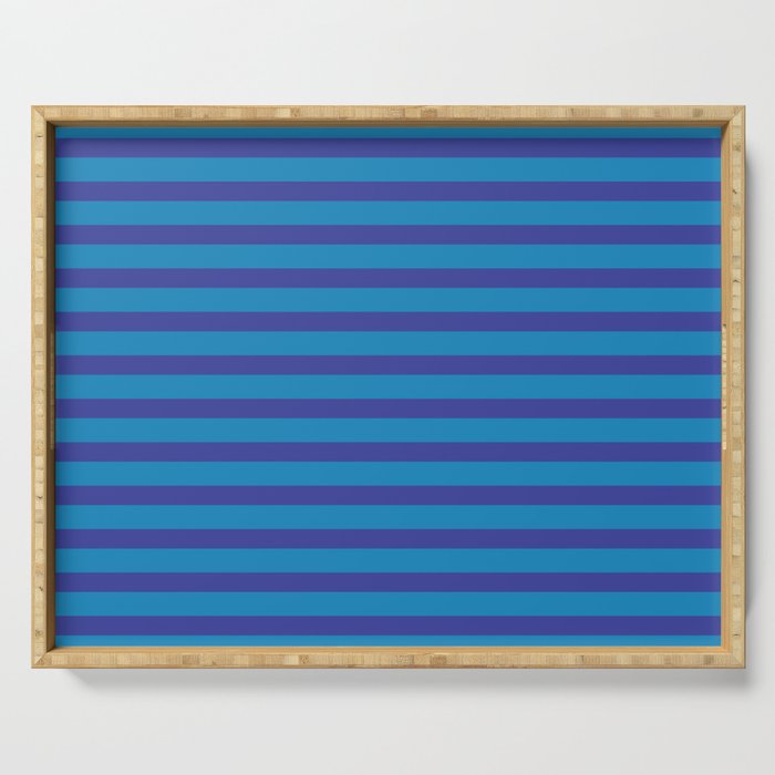 Bold Stripes in Double Blue Serving Tray Gallery Image 1