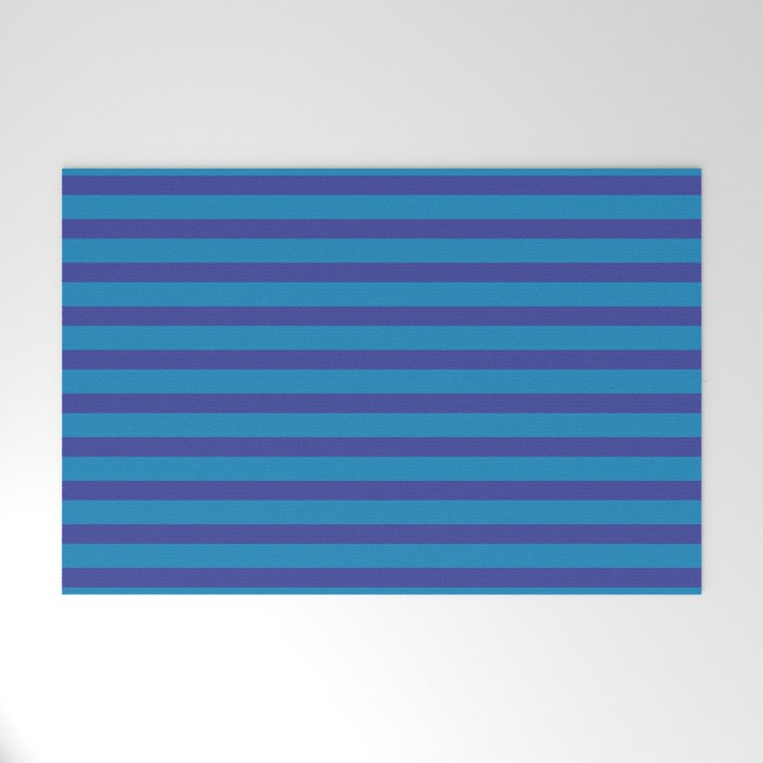 Bold Stripes in Double Blue Welcome Mat Gallery Image 1