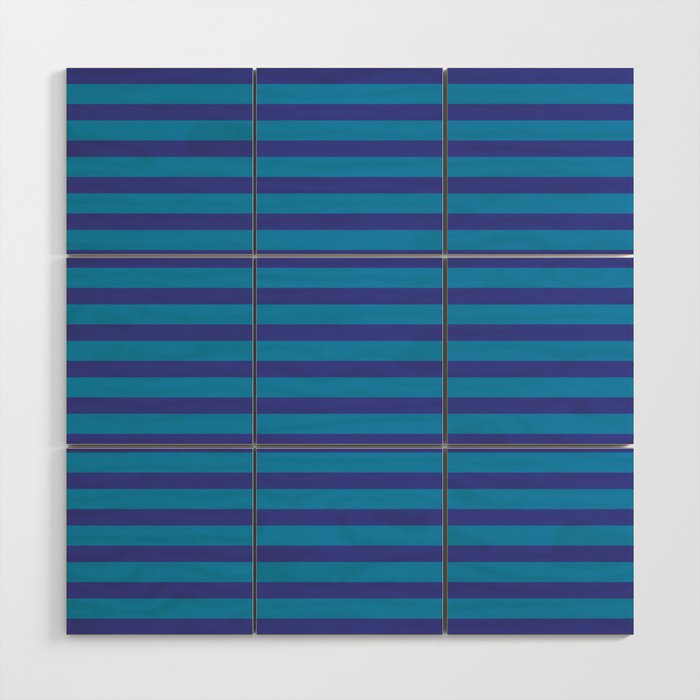 Bold Stripes in Double Blue Wood Wall Art Gallery Image 1