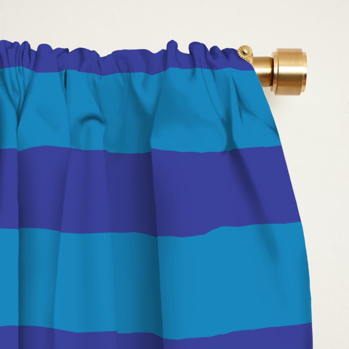 Bold Stripes in Double Blue Window Curtain Gallery Image 2