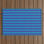 Bold Stripes in Double Blue Outdoor Rug Gallery Image 1