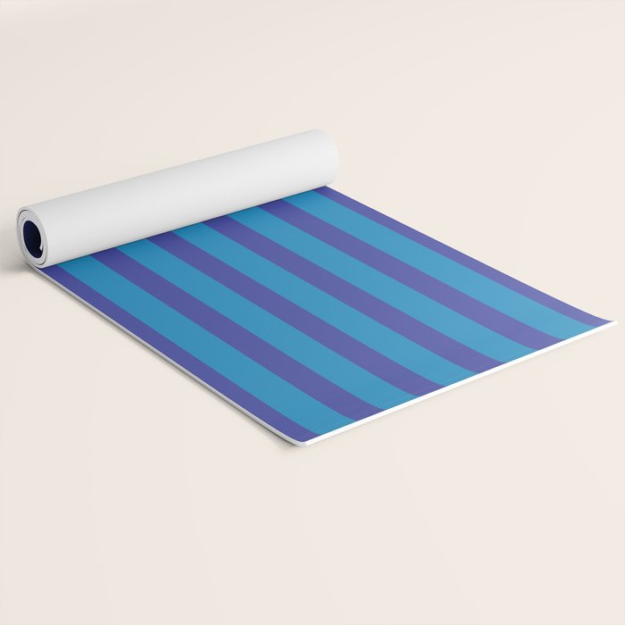 Bold Stripes in Double Blue Yoga Mat Gallery Image 2
