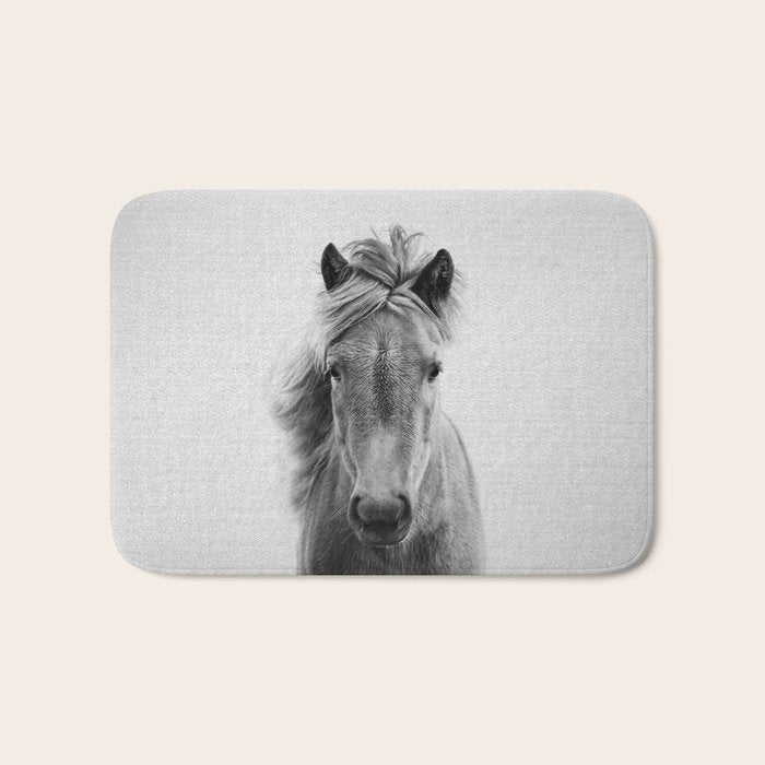 Wild Horse - Black & White Bath Mat Gallery Image 1