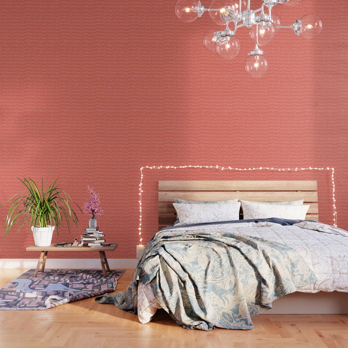 Boho, Raindrop, Mudcloth, Coral Wallpaper Gallery Image 3