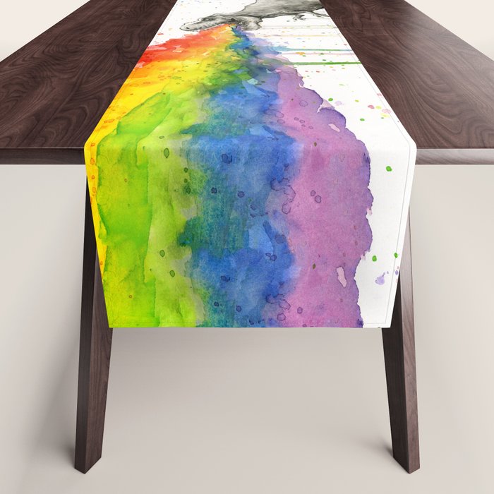 T-Rex Dinosaur Vomits Rainbow Table Runner Gallery Image 1