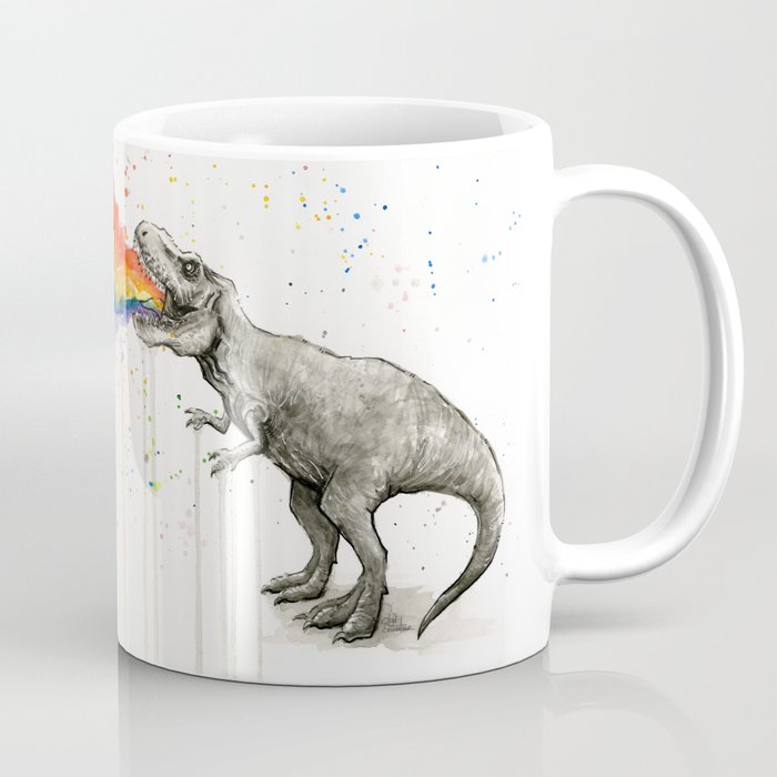 T-Rex Dinosaur Vomits Rainbow Coffee Mug Gallery Image 1