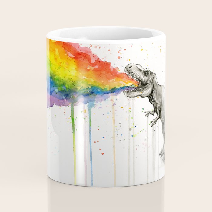 T-Rex Dinosaur Vomits Rainbow Coffee Mug Gallery Image 4