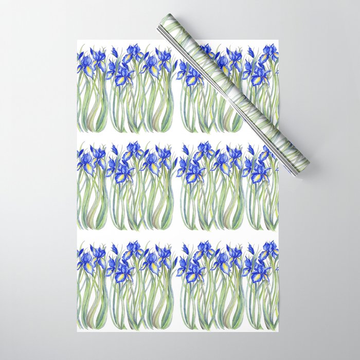 Blue Iris, Illustration Wrapping Paper Gallery Image 1