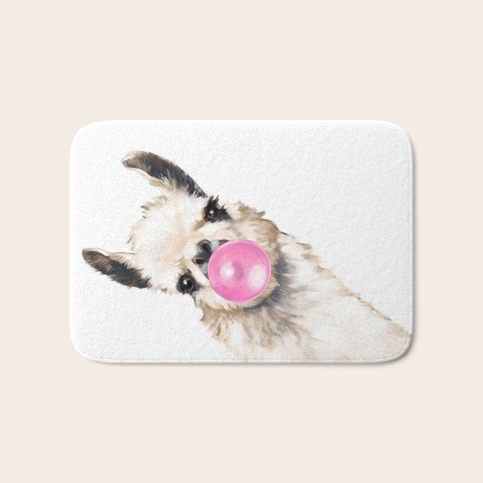 Bubble Gum Sneaky Llama Bath Mat Gallery Image 1