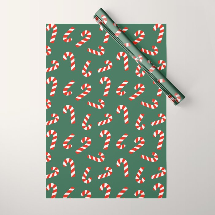Candy Canes - Green Wrapping Paper Gallery Image 1