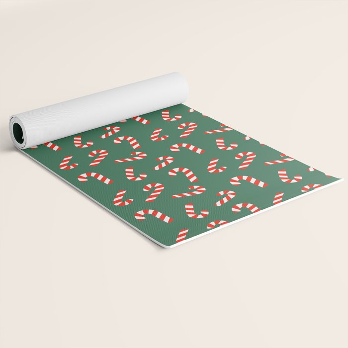Candy Canes - Green Yoga Mat Gallery Image 2