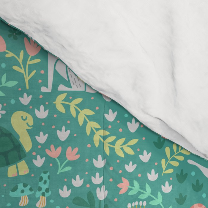 Spring Pattern of Bunnies with Turtles Comforter Gallery Image 4