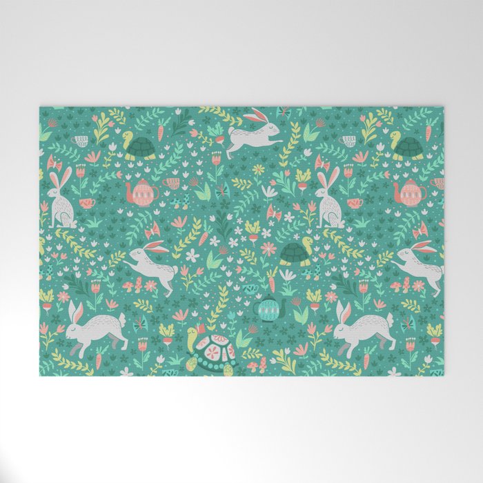Spring Pattern of Bunnies with Turtles Welcome Mat Gallery Image 1