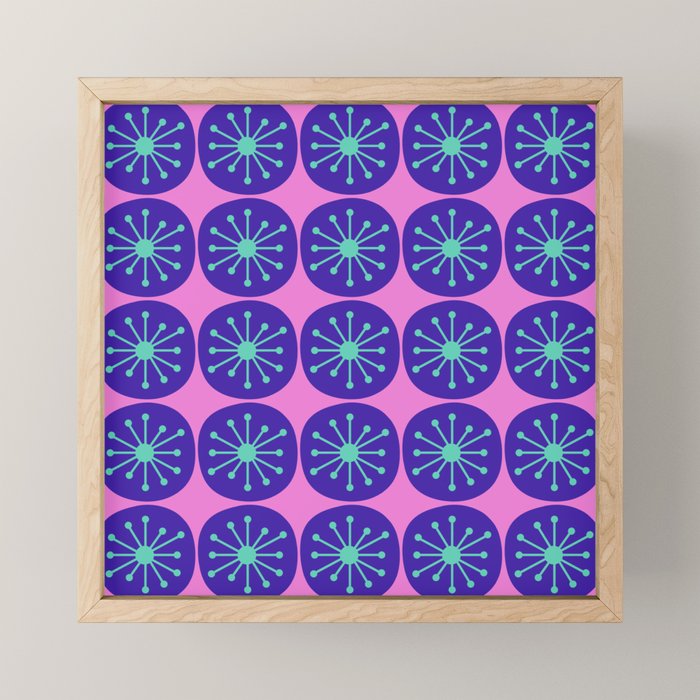 Mid Century Modern Atomic Dots Retro Pattern Purple Pink Mini Art Print Gallery Image 1