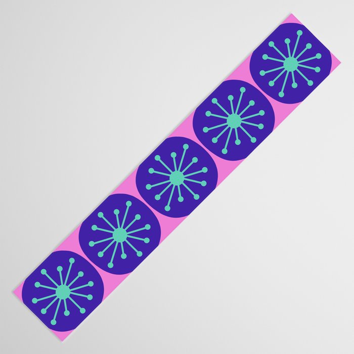 Mid Century Modern Atomic Dots Retro Pattern Purple Pink Table Runner Gallery Image 3