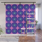 Mid Century Modern Atomic Dots Retro Pattern Purple Pink Wall Mural Gallery Image 1