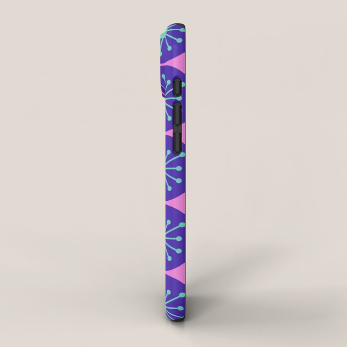 Mid Century Modern Atomic Dots Retro Pattern Purple Pink iPhone Case Gallery Image 2