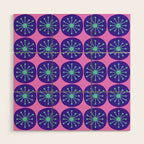 Mid Century Modern Atomic Dots Retro Pattern Purple Pink Wood Wall Art Gallery Image 1