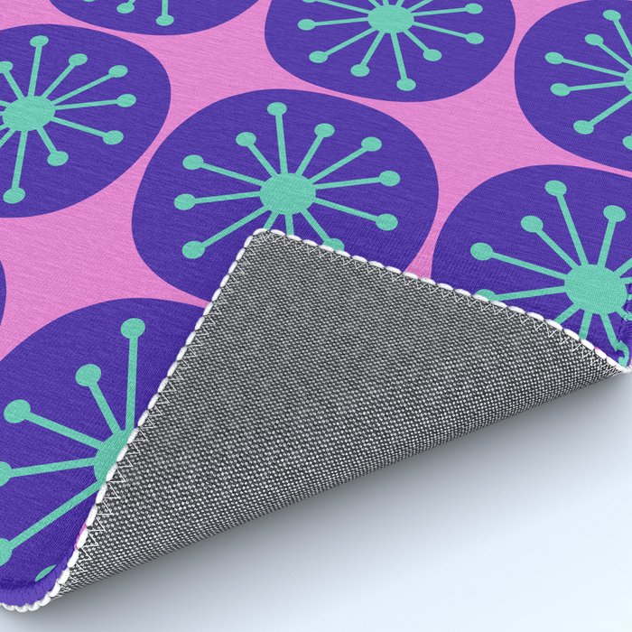 Mid Century Modern Atomic Dots Retro Pattern Purple Pink Rug Gallery Image 4