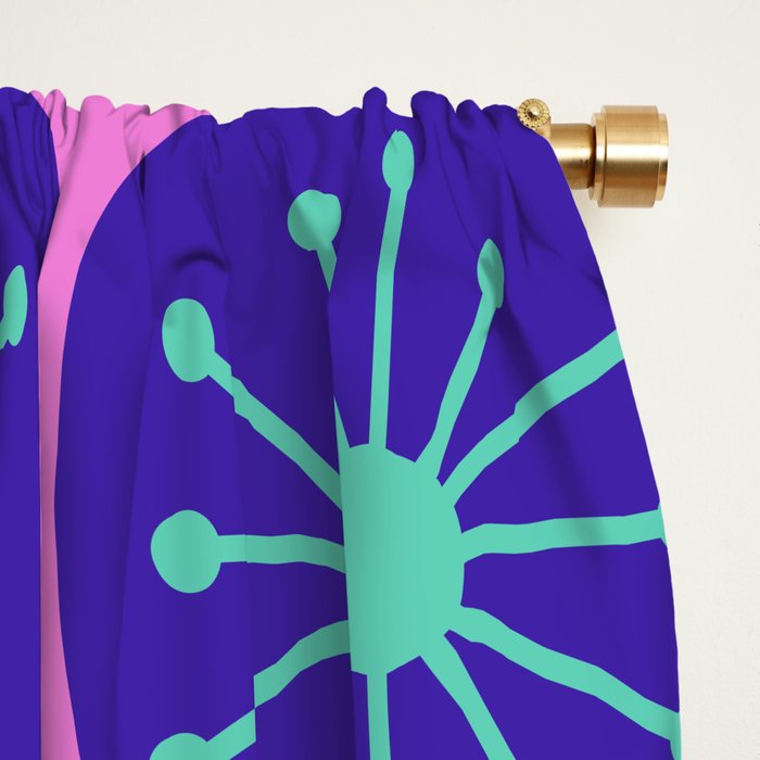 Mid Century Modern Atomic Dots Retro Pattern Purple Pink Window Curtain Gallery Image 2