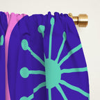 Mid Century Modern Atomic Dots Retro Pattern Purple Pink Window Curtain Gallery Image 2