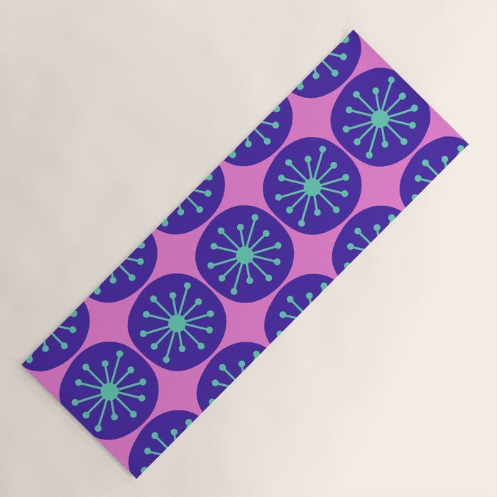 Mid Century Modern Atomic Dots Retro Pattern Purple Pink Yoga Mat Gallery Image 1
