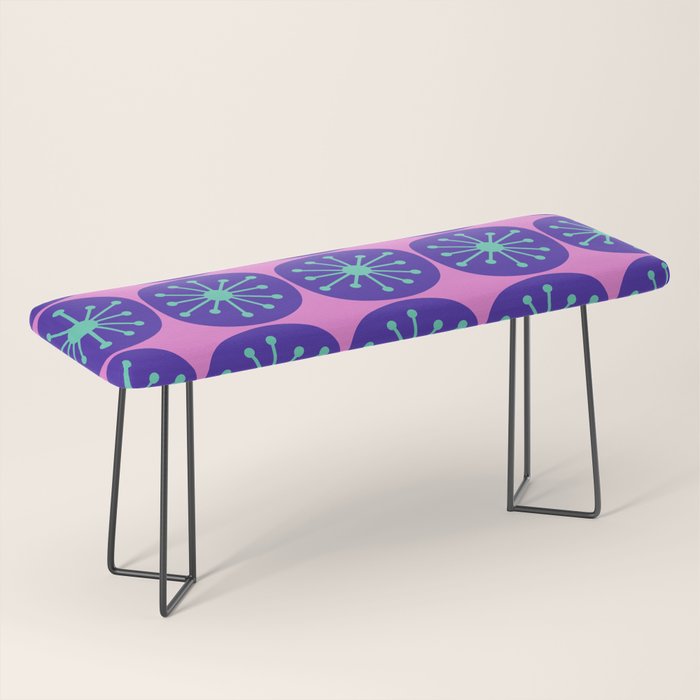 Mid Century Modern Atomic Dots Retro Pattern Purple Pink Bench Gallery Image 1