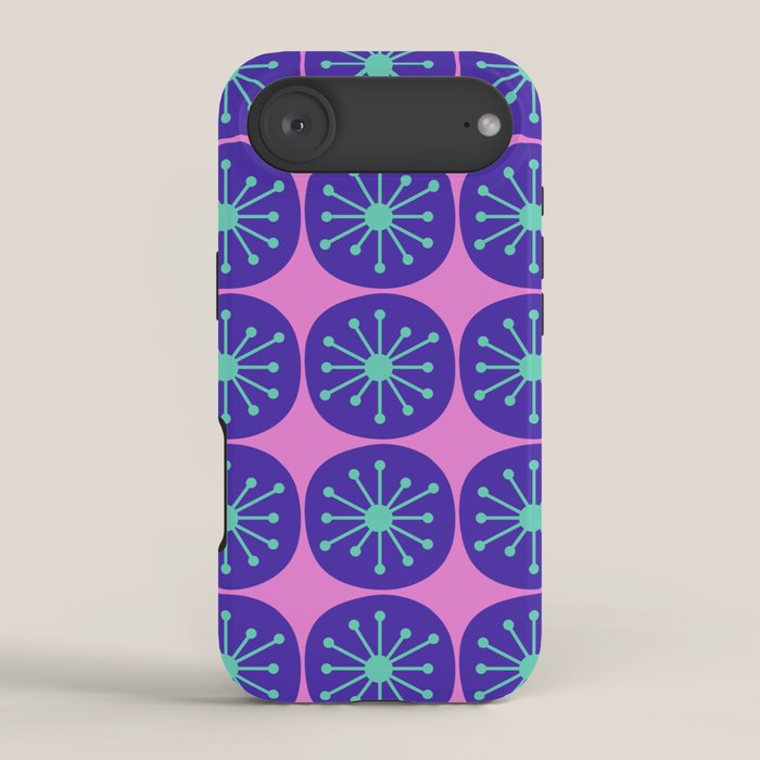 Mid Century Modern Atomic Dots Retro Pattern Purple Pink Iphone Case Gallery Image 2