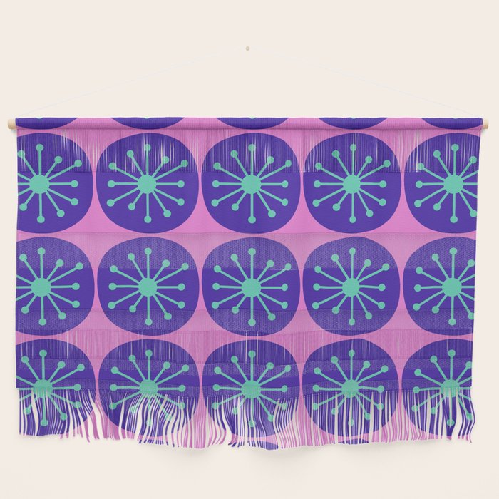 Mid Century Modern Atomic Dots Retro Pattern Purple Pink Wall Hanging Gallery Image 1