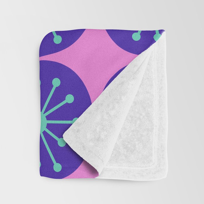 Mid Century Modern Atomic Dots Retro Pattern Purple Pink Throw Blanket Gallery Image 3